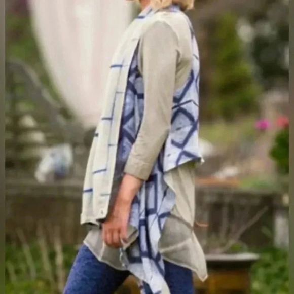 NWT Soft Surroundings indigo desert gauze linen vest reversible - Picture 12 of 12